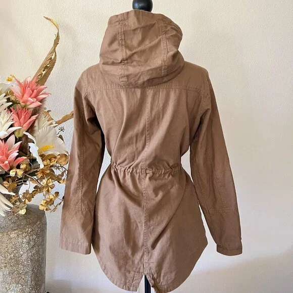 Vintage Faded Glory Hooded Utility Jacket with Drawstring Waist Aztec Lining S - Picture 4 of 11